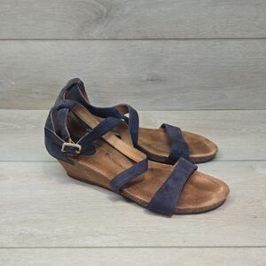 Sofft Women Suede Open Toe Wedge Sandals Shoes Sz 8.5M